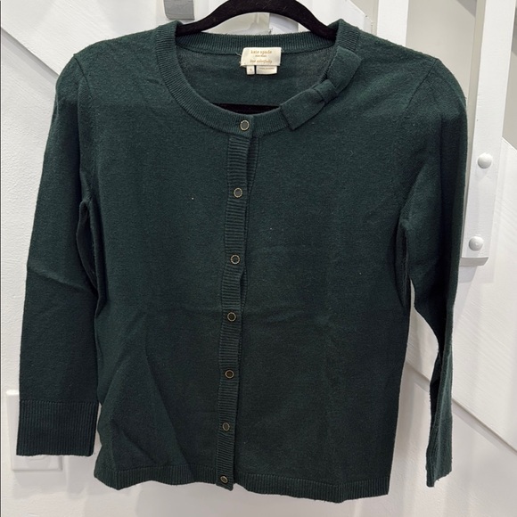 kate spade Sweaters - Kate Spade Dark Green Cardigan Sweater with Bow Detail